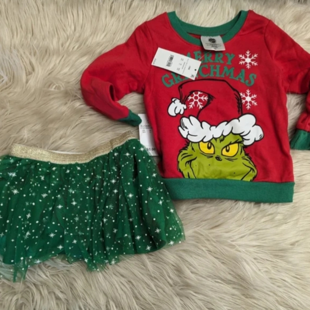 NWT Baby Girl's Adorable Merry Grinchmas Outfit Size 18M The Grinch Christmas